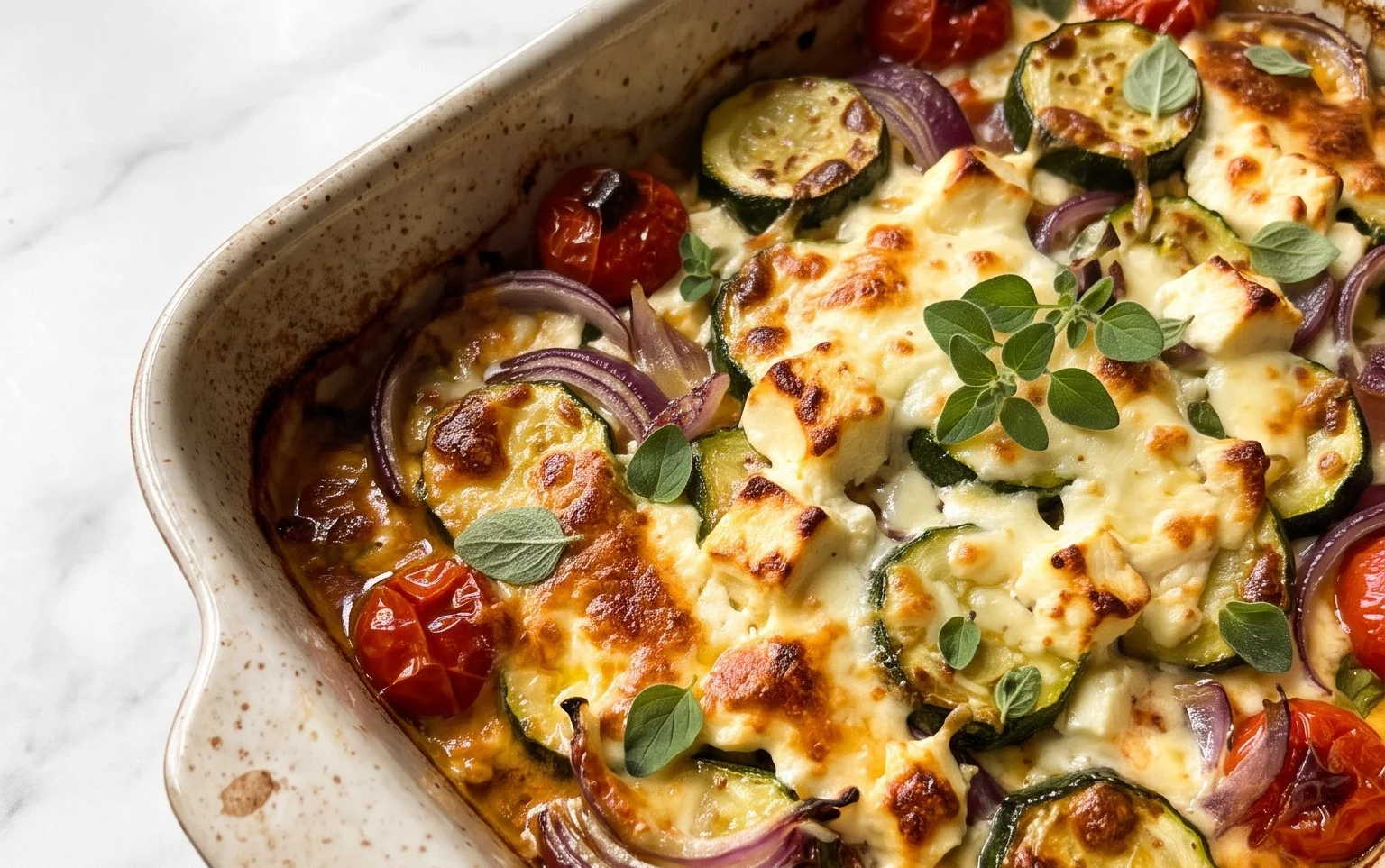 Courgettes feta au four