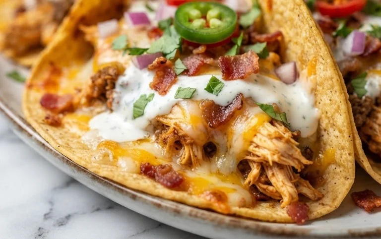 Baked Chicken Beef Bacon Ranch Tacos