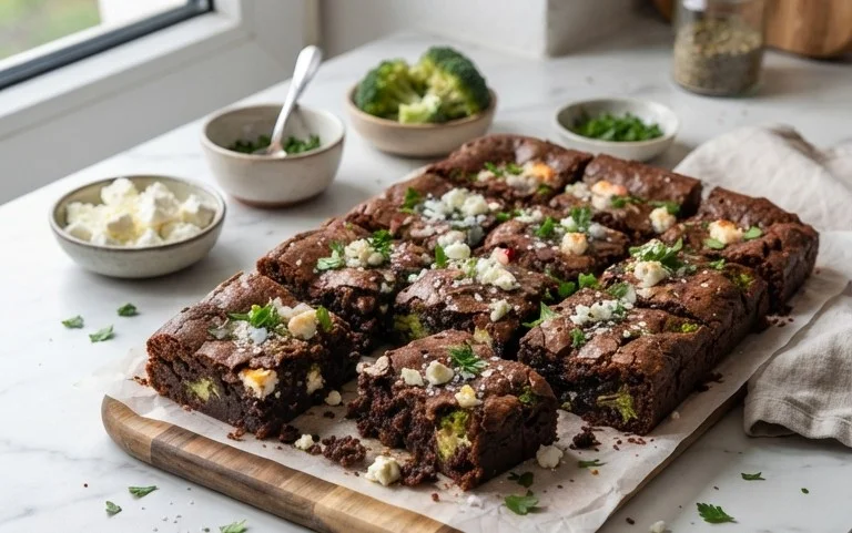 Broccoli and Feta Brownies