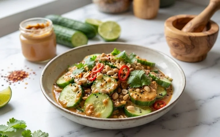 Cucumbers in Spicy Peanut Sauce