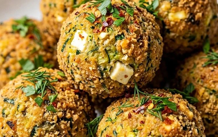 Knusprige Zucchini-Feta-Bällchen aus dem Ofen genießen!