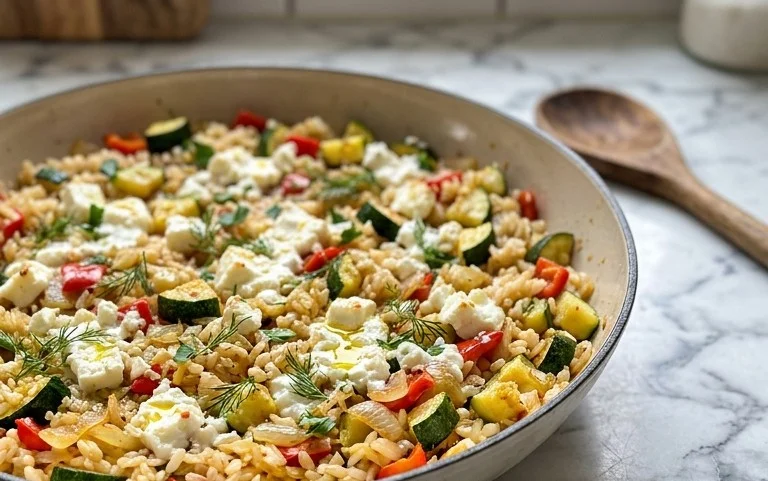 Zucchini-Reis-Pfanne mit Feta