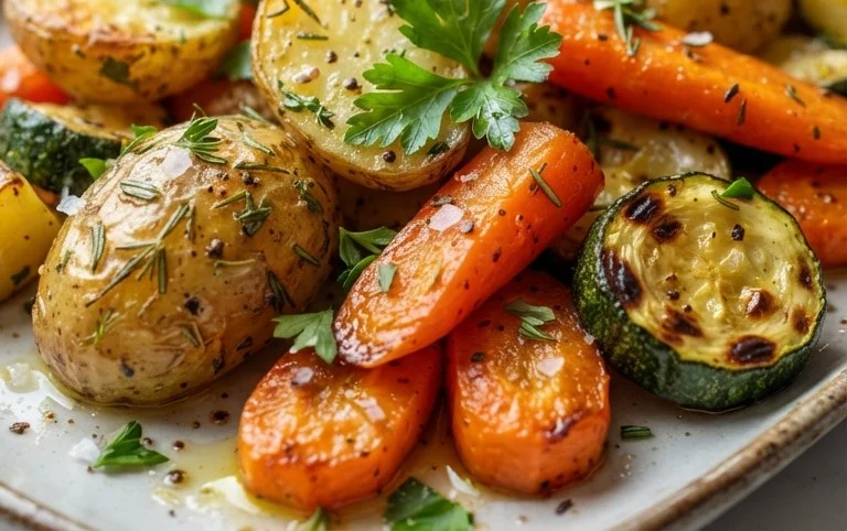 Garlic Herb Roasted Potatoes Carrots and Zucchini