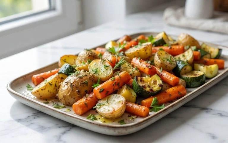 Garlic Herb Roasted Potatoes Carrots and Zucchini