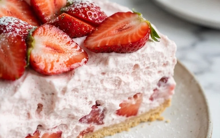 3 Ingredient No Bake Strawberry Cloud Cake