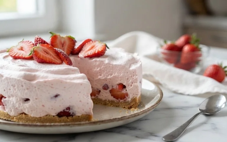 3 Ingredient No Bake Strawberry Cloud Cake