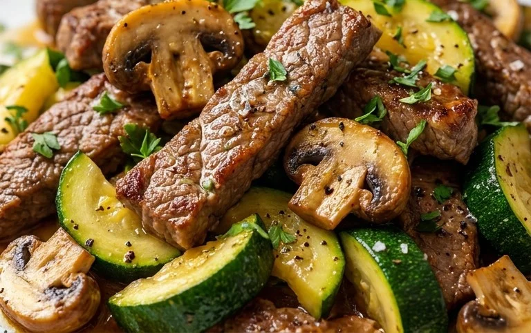 Zucchini-Cbeef hampignonpfanne