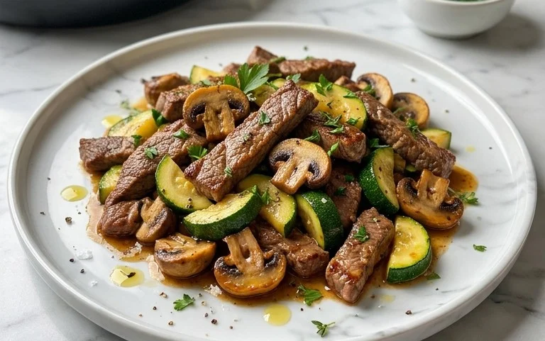 Zucchini-Cbeef hampignonpfanne