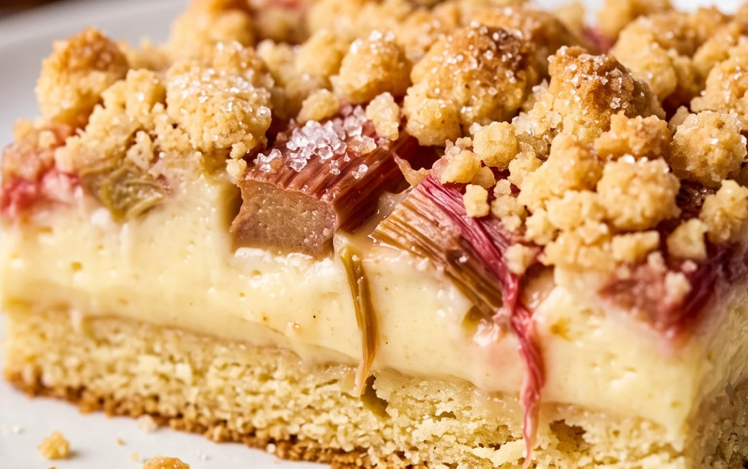 Rhabarberkuchen mit Pudding und Streuseln – wie von Oma