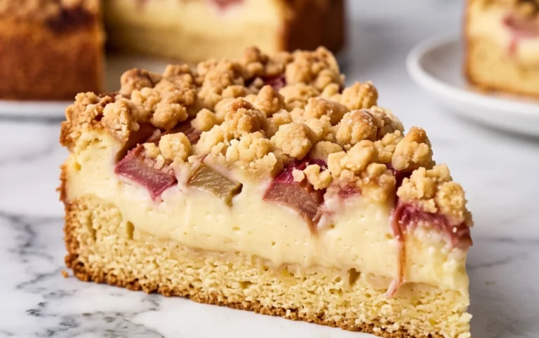 Rhabarberkuchen mit Pudding und Streuseln – wie von Oma