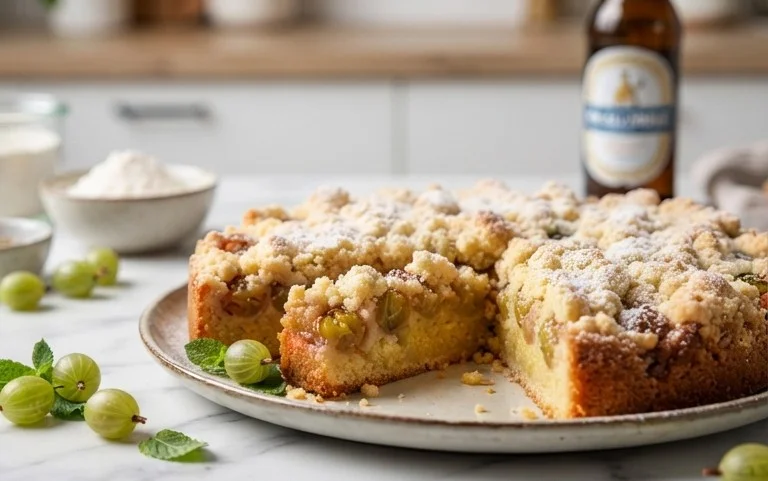 Kleiner Stachelnon-alcoholic beer- Streuselkuchen