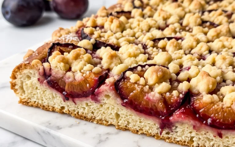 Rezept für Streusel-Pflaumenkuchen vom Blech mit Hefeteig