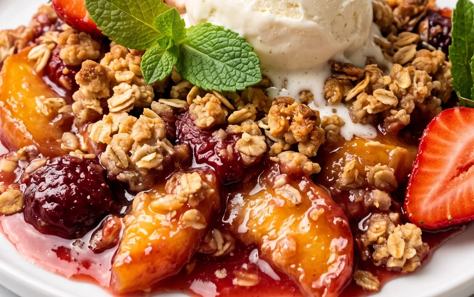 Peach & Strawberry Crisp
