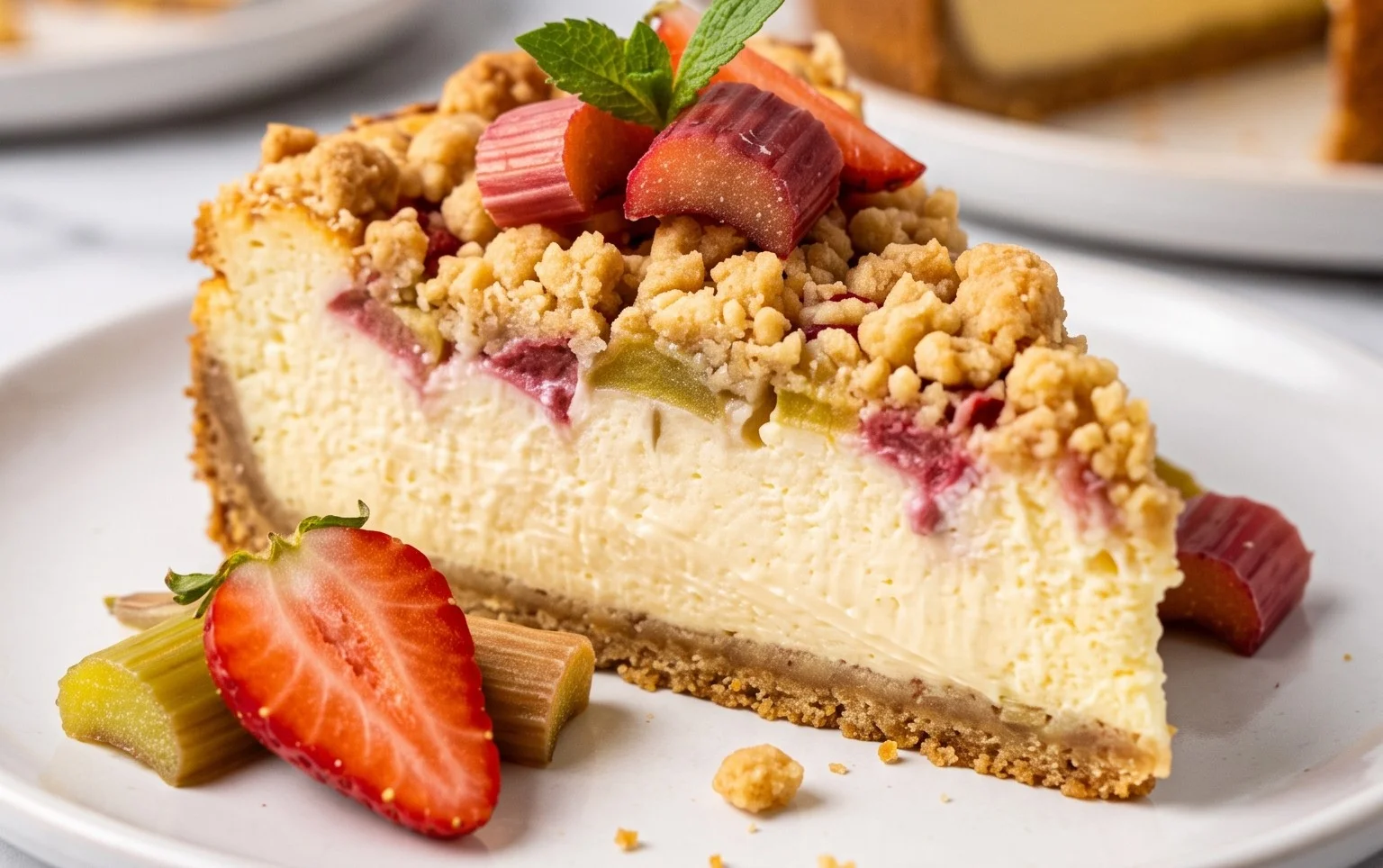 Rhabarber Käsekuchen mit Streuseln