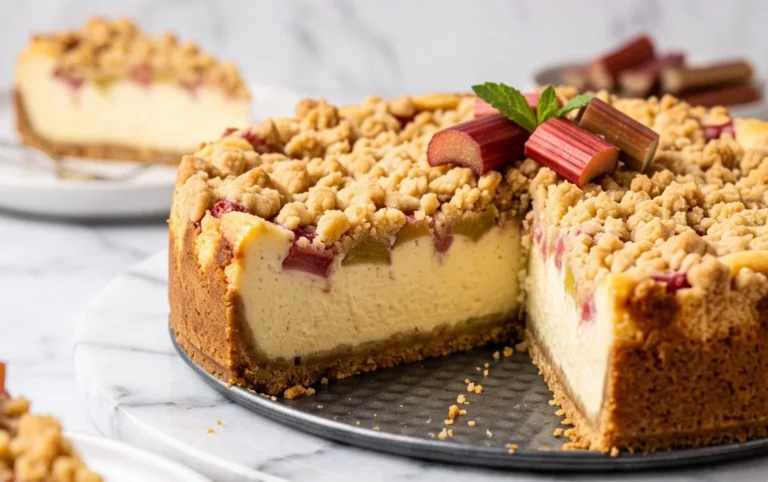 Rhabarber Käsekuchen mit Streuseln