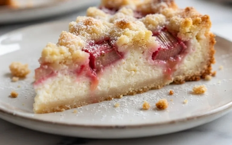 Rhabarber Quarkkuchen mit Butterstreuseln