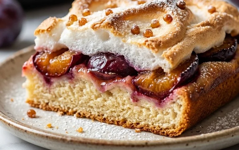 Polnischer Zwetschgen Kuchen vom Blech mit Baiser
