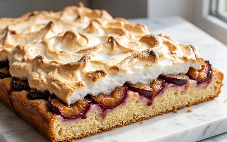 Polnischer Zwetschgen Kuchen vom Blech mit Baiser
